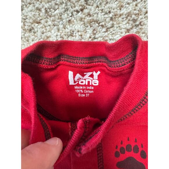 Lazy One Boys Sleeper/PJ's Red, 3T, Big Sky Montana BEAR BOTTOM - Picture 5 of 6